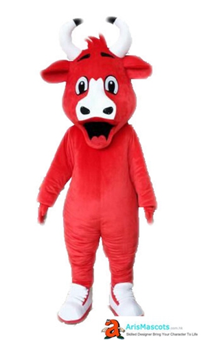 Lovely Bull Mascot Costume Red Color Ox Fancy Dress Adult Size Full Body Plush Suit Carnival Costumes Custom Made Mascots