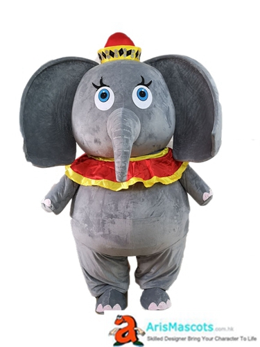 Dumbo Elephant Mascot Costume Cartoon Mascot Costumes for Kids Birthday Party Custom Mascots at Arismascots Character Design Company