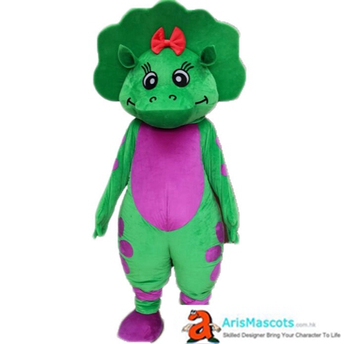 Green Dinosaur Barney Costume Dinosaur Baby Bop Diosaur Mascot Costume Cartoon Mascot Character Dress for Party Custom Mascots at Arismascots