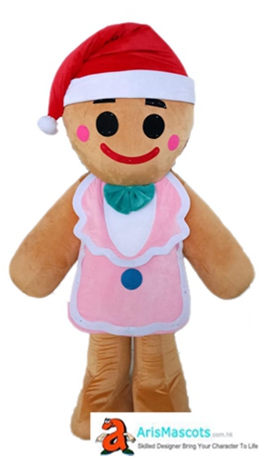 Adult Size Fancy Gingerbread Girl  Mascot Costume Christmas  Suit Outfits Custom Animal Mascots for Advertising Team Mascot Character Design