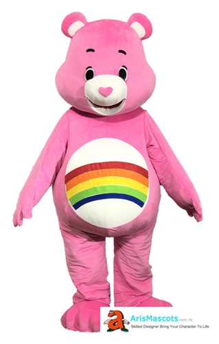 Pink Bear Mascot Costume, Smiling Bear Fancy Dress