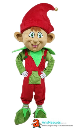 Funny Elf Costume Mascot Boy Costume for Christmas Cartoon Character Costumes for Kids Birthday Party Mascots Design Company Arismascots