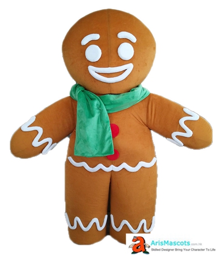 Lovely Gingerbread Man Costume Full Body Mascot for Adults Cartoon Mascots for Events Gingerbread Man Fancy Dress