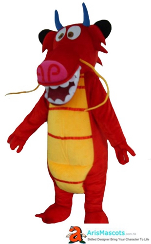 Adult Red Dragon Mascot Costume for Entertainment  Halloween Costume Animal Mascots for Event Party Custom Made Mascot Design Maskot