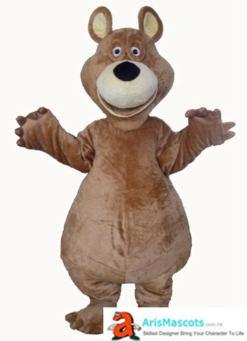 Cute Bear Costume Adult Full Mascot Fancy Dress Brown Color Lovely Smile Round Body Mascots for College