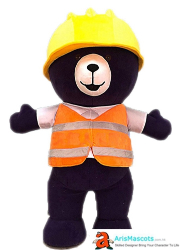 2m/2.6m/3m Giant Inflatable Teddy Bear Costume with Fireman Suit Big Blow Up Fireman Bear Fancy Dress