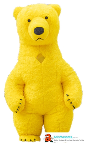 2m/2.6m/3m Giant Yellow Bear Inflatable Suit Full Body Plush Mascot Costume， Adult Size Carnival Fancy Dress Bear Blow Up Outfit for Events