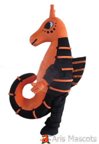 Seahorse Costume Adult Full Mascot Outfit Fancy Dress Orange and Black Color