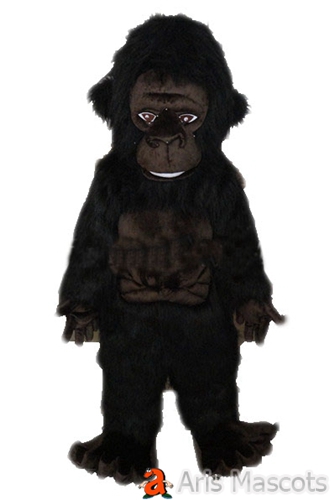 Mascot Gorilla Costume Adult Full Outfit Black Color Scary Face