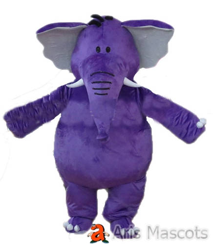 Mascot Elephant Costume Purple Color Adult Full Dress Up