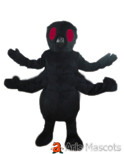 Black Ant Costume with Red Eyes Four Legs Adult Full Ant Mascot
