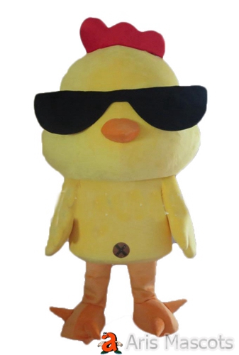 Tweety Chicken Costume Adult Full Mascot Outfit Fancy Dress with Black Glasses