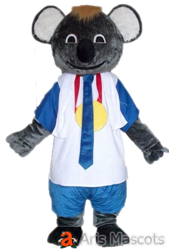 Cute Koala Mascot Costume with White shirt Adult Full Outfit Animal Mascots for College Team