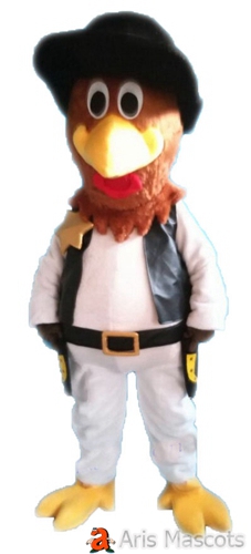 Chicken Costume with Black hat and Vest White Pants Foam Mascot Full Outfit Adult Animal Mascots Outdoors