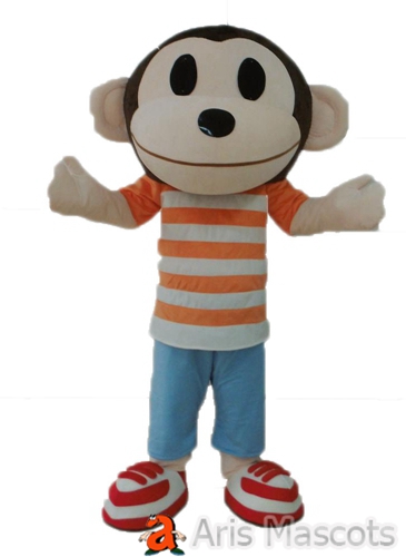 Lovely Big Head Monkey Fancy Dress Adult Full Mascot Costume for Event Party Halloween