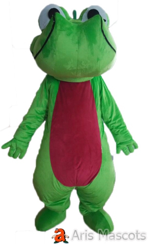 Crocodile Mascot Costume Foam Mascots Adult Full Outfit Green and Red Color Big Head Animal Mascots for School