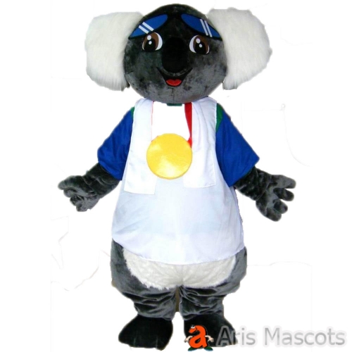 Deluxe Faux Fur Koala Bear Mascot Costume with White shirt Adult Full Outfit Animal Foam Mascots for School