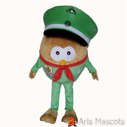 Potato Costume with Solider Hat and Red Scarf for Brands Marketing Mascots Vegetables Custom Made