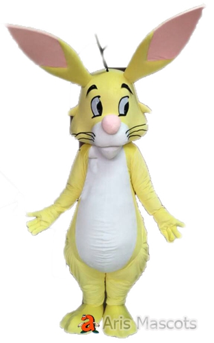 Easter Bunny Yellow Rabbit Mascot Costume Adult Size Full Body Easter Bunny Suit Adult Fancy Dress for Events Outdoors