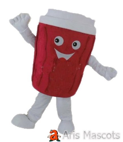 Red and White Coffee Cup Costume Adult Full Mascot Coffee Cup Dress up