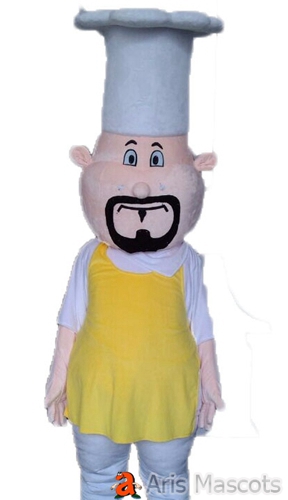 Mascot Chef with Hat and Apron Adult Chef Full Mascot Costume for Restaurant Marketing Custom Human Mascot