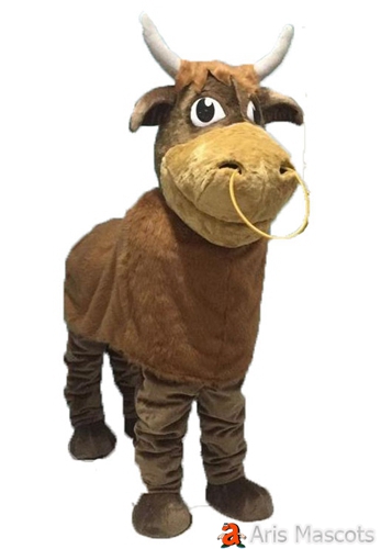 4 Legs Mascot Buffalo Costume for 2 Person Wear Buffalo Fancy Dress for Stages and Festivals
