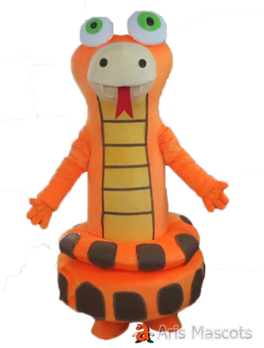 Mascot pretty orange and yellow snake costume adults full body snake fancy dress