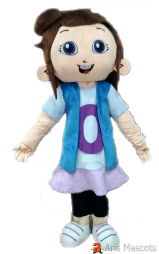 Foam Mascot Girl Costume-Full Size Girl Mascot with Big Head