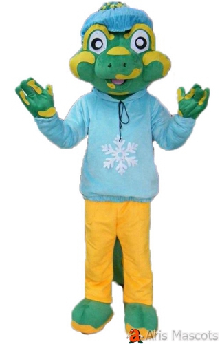 Foam Mascot Green Lizard Costume with Smile Face Cute Lizard Dress with Hat for Festivals