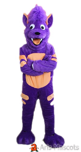 Purchase Purple Wolf Mascot-Professional Mascot Costume Wolf Full Body Suit