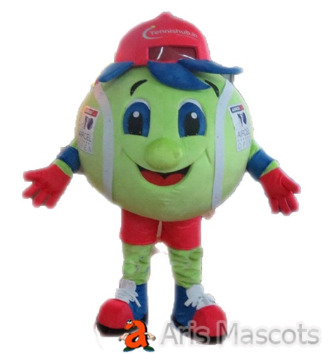Tennis Fancy Dress Funny Tennis Ball Mascot Costume with Cap for Sports Team Best Custom Made Mascots