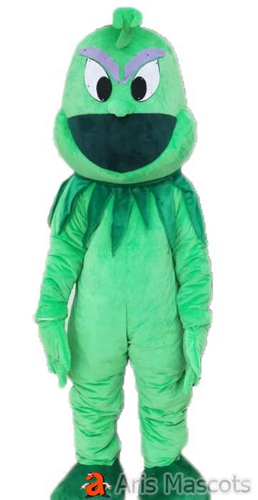 Big Mouth Green Monster Costume Mascot Adult Full Body Fancy Dress