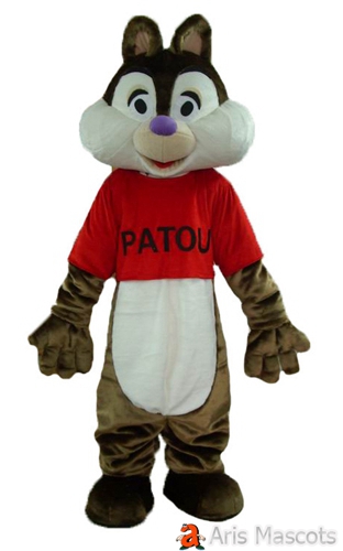 Lovely Full Body Mascot Outfit Chipmunk Costume Adult Suit with Red Shirt