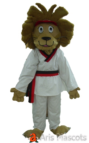 Taekwondo Lion Mascot Costume Kickboxing Lion Fancy Dress for Sports Team and Entertainments Custom Animal Mascots