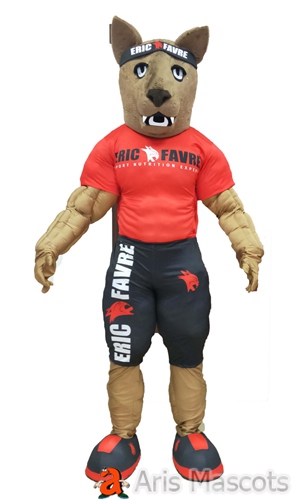 Muscle Wolf  Mascot Costume with Jersey, Disguise Wolf Fancy Dress