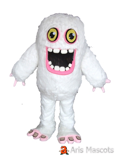 Giant White Big Mouth Monster Costume Full Mascot Outfit for Festivals and Parades