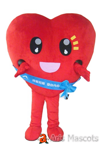 Mascot in the form of red heart. Costume heart Fancy Dress for Valentine's day