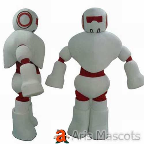 White Adult Funny robot mascot. Robot costume adult fancy dress for festivals