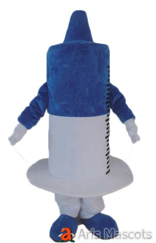 Syringe Mascot Costume Full Body Adult Fancy Dress Syringe Suit for Hospitals and Pharmacy