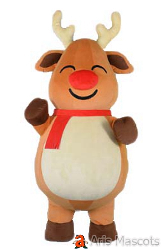 2m/2.6m Giant Inflatable Reindeer Mascot Costume for Christmas Event Cute Smile Reindeer Blow Up Suit for Festivals