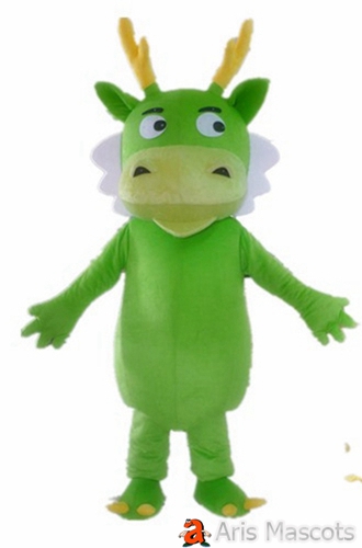 Costume Dragon Mascot, Green Color Dragon Halloween Dress