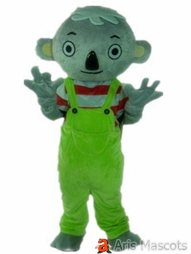 Mascot Koala Costume with Green Overall, Koala Adult Costume