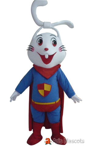Cute Rabbit Mascot with Superhero Suit for Sale, Buy Bunny Rabbit Suit Online