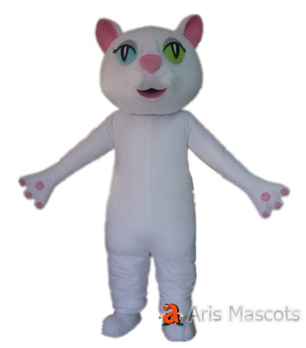 White Cat Mascot Costume for Sale, Lovely Cat Full Body Suit