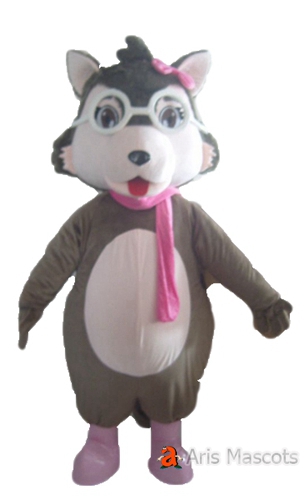 Woman Wolf Mascot Costume For Stage Performance, Fancy Dress Wolf Halloween Suit