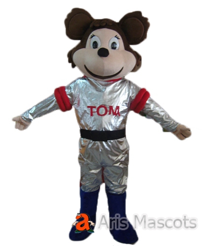 Cute Mouse Macsot Superhero Suit with Red Cape, Astronaut Rat Fancy Dress