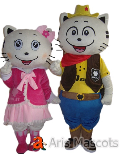 Pair of Couple  Cats  Mascot Costume for Wedding, Disguise Cat Couple Full Body Suit for Sale