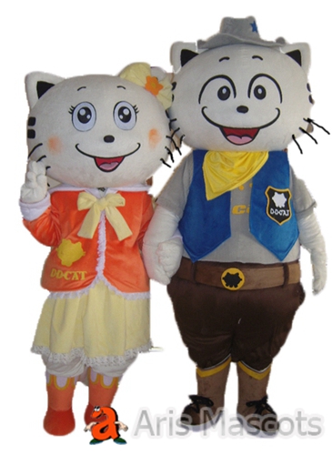 Couple  Cats  Mascot Costume for Wedding, Disguise Cat Couple Fancy Dress up