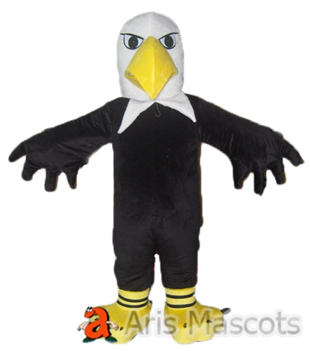 White Head Eagle Mascot with Black Body, Disguise Eagle Fancy Dress