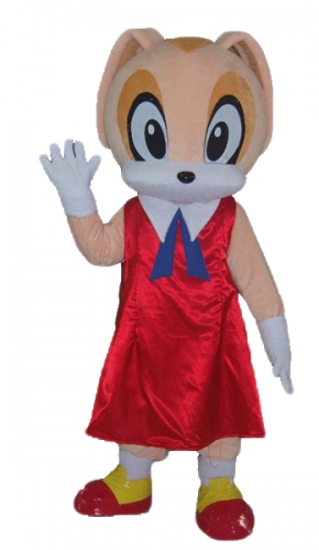 Cute Mascot Rabbit Costume with Red Dress
